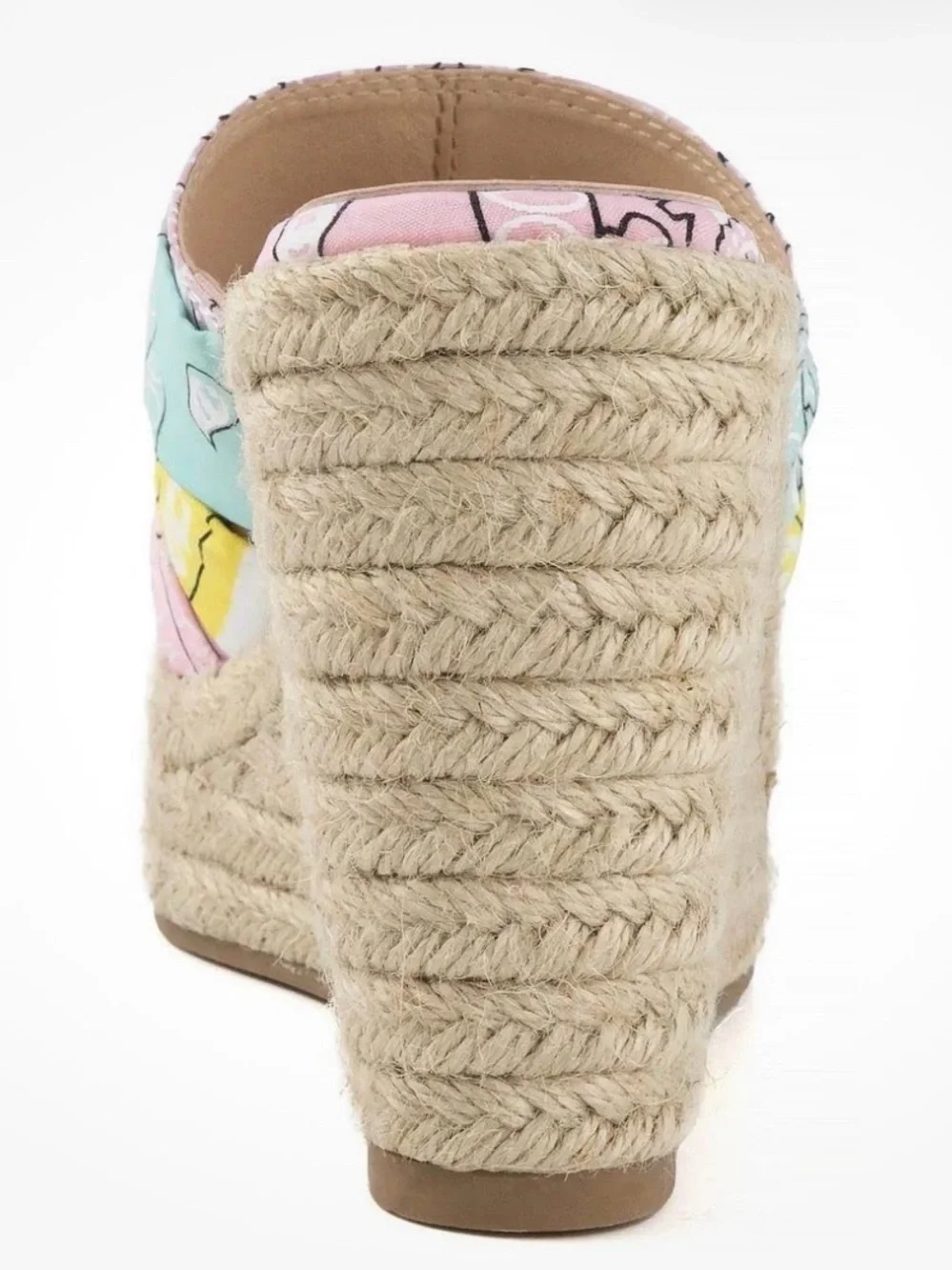 Sugar Bandana-Print Espadrille Wedge Sandal - Pink Mint Yellow
